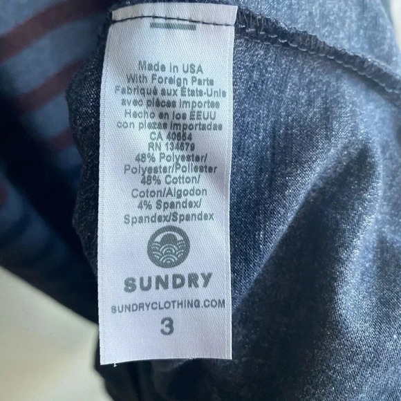 SUNDRY Maxi Dress Striped Racerback Blue Size 3 Large 12 Cotton Summer Beach - Picture 5 of 7